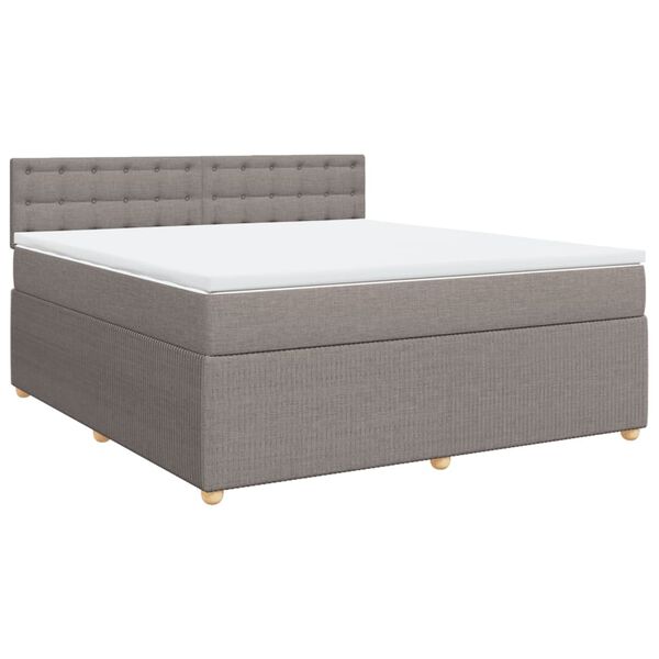 vidaXL Box spring postelja z vzmetnico taupe 180x200 cm blago