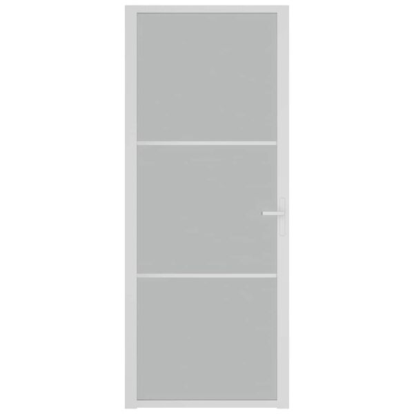 vidaXL Notranja vrata 83x201,5 cm Bela mat steklo in aluminij