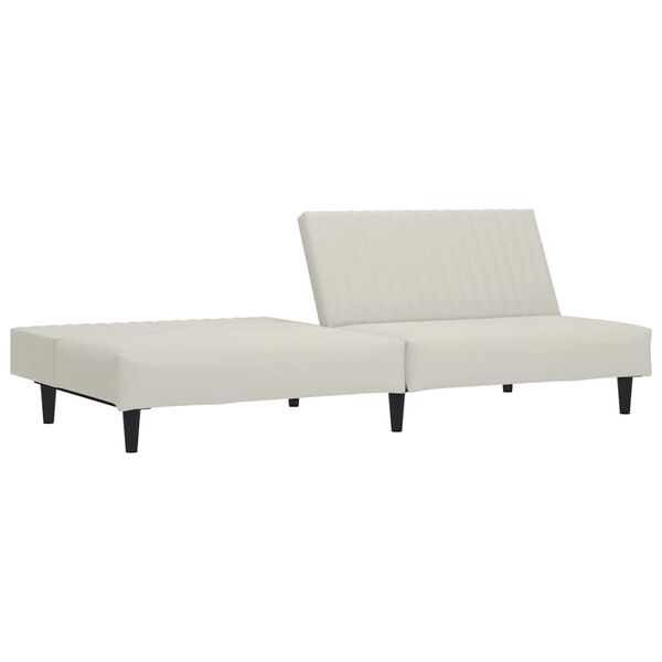 vidaXL Kavč dvosed z ležiščem krem žamet