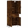 vidaXL Visoka komoda dimljen hrast 69,5x34x180 cm inženirski les