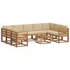 vidaXL Zunanja garnitura za sedenje z blazino 10 pcs Naravna in bež