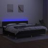 vidaXL Box spring postelja z vzmetnico LED črna 200x200 cm blago