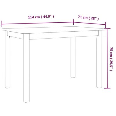 vidaXL Jedilna miza bela in rjava 114x71x75 cm trden les kavčukovca