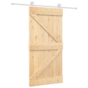 vidaXL Drsna vrata 100 x 210 cm Trdna borovina Naravna in bela