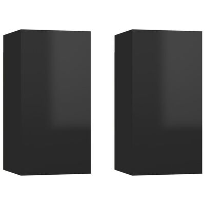 vidaXL TV omarica 2 kosa visok sijaj črna 30,5x30x60 cm iverna plošča