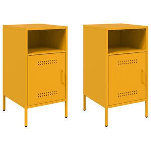 vidaXL Nočna omarica 2 kosa gorčično rumena 36x39x68 cm jeklo