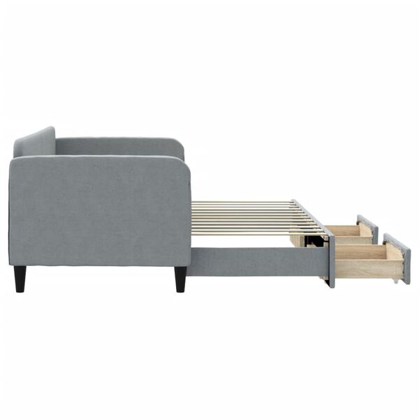 vidaXL Izvlečna dnevna postelja s predali svetlo siva 80x200 cm blago
