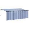 vidaXL Vlečna tenda Modra in bela 350 x 200 cm Poliester in aluminij