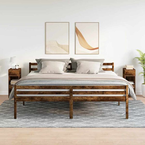 vidaXL Nočne omarice s predalom 2 kosa dimljeni hrast 25x31x66 cm