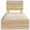 vidaXL Konstrukcija postelje s predalom Sonoma hrast 75 x 190 cm