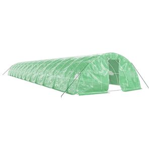 vidaXL Rastlinjak z jeklenim ogrodjem zelen 120 m&sup2; 24x5x2,3 m