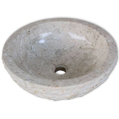 vidaXL Umivalnik marmor 40 cm krem