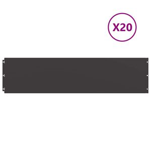 vidaXL Robniki za trato 20 kosov Črna 25x103 cm Hladno valjano jeklo