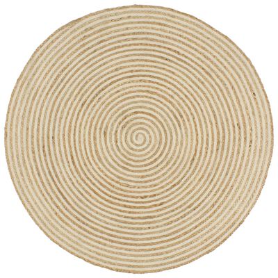 vidaXL Preproga iz jute bel spiralni dizajn ročno izdelana 120 cm