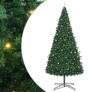 vidaXL Božično drevo z dekorativnimi lučmi Zelena 400 cm PVC
