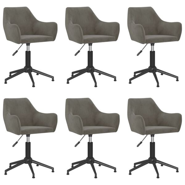 vidaXL Vrtljivi jedilni stoli 6 kosov temno siv žamet