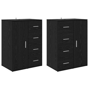 vidaXL Stranske omare Corona 2 pcs Črna Orehovina 59 x 39 x 80 cm