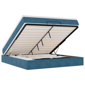 vidaXL Otomanski posteljni okvir z vzmetnico moder 180x200cm žamet