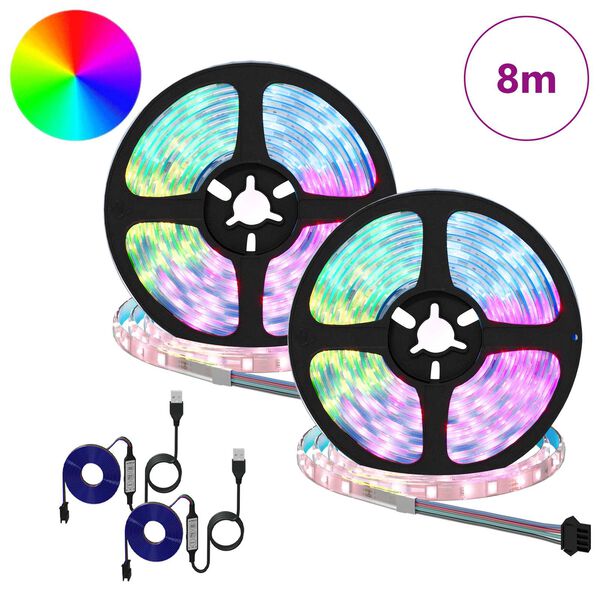 vidaXL LED trak 2 pcs Črna in prozorna 4000 mm Baker in plastika