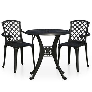 vidaXL Bistro garnitura 3-delna liti aluminij črna