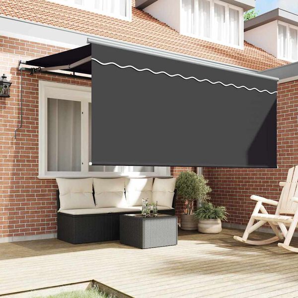 vidaXL Retraktilna tenda Črtasto Antracit 300 x 200 cm blago