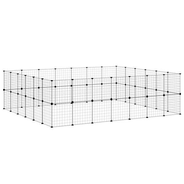 vidaXL Ograda za hišne ljubljenčke z 52 paneli črna 35x35 cm jeklo