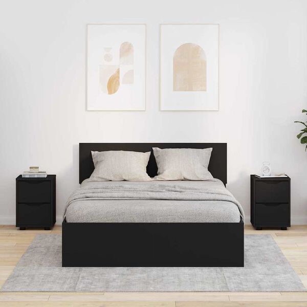 vidaXL Posteljne mize 2 pcs Črna 30,5 x 30 x 43 cm Konstruiran les