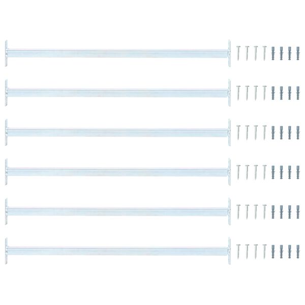 vidaXL Nastavljiva varnostna palica za okna 6 pcs srebrna Jeklo