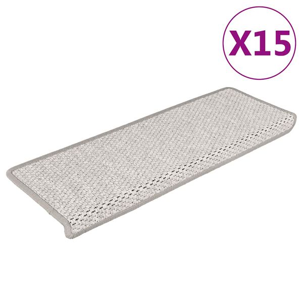 vidaXL Samolepilne preproge za stopnice sisal 15 kosov 65x21x4 cm