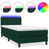 vidaXL Box spring postelja z vzmetnico LED temno zelena 80x220 cm žamet