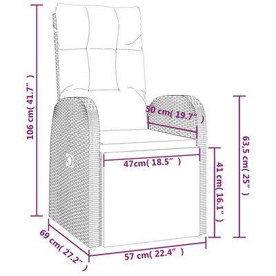 vidaXL Vrtna sedežna garnitura 3-delna črn poli ratan in jeklo