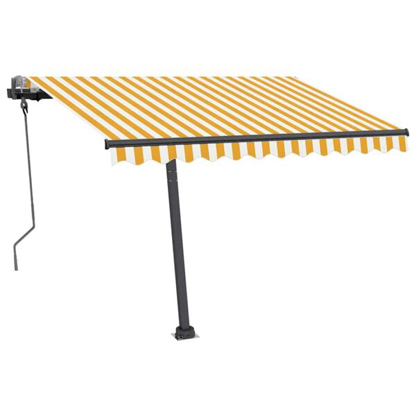 vidaXL Ročno zložljiva tenda z LED lučkami 300x250 cm rumena in bela