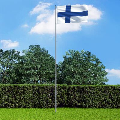 vidaXL Zastava Finske in aluminijast zastavni drog 6 m