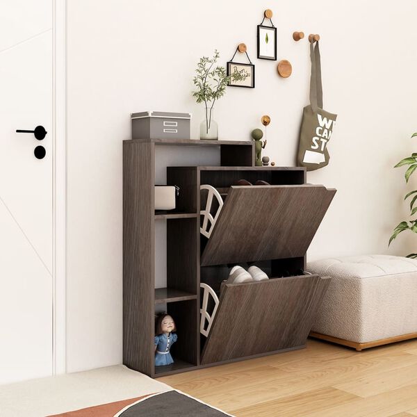 vidaXL Omarica za čevlje siva sonoma 79,5x24x90,5 cm iverna plo&scaron;ča