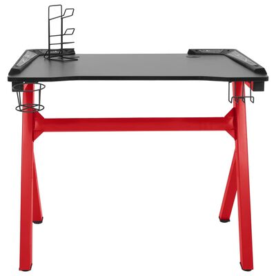 vidaXL Gaming miza LED Y-oblike črna in rdeča 110x60x75 cm