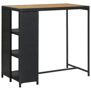 vidaXL Barska miza s stojalom za shranjevanje črna 120x60x110 cm