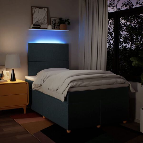 vidaXL Box spring postelja z vzmetnico modra 120x190 cm blago