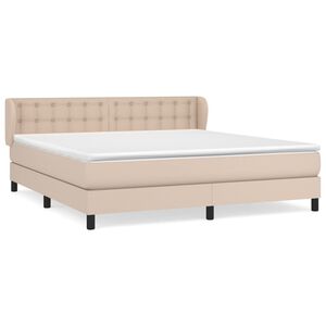 vidaXL Box spring postelja z vzmetnico kapučino 180x200cm umetno usnje