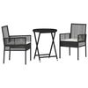 vidaXL Vrtnik Bistro Set 3 pcs Črna poli ratan