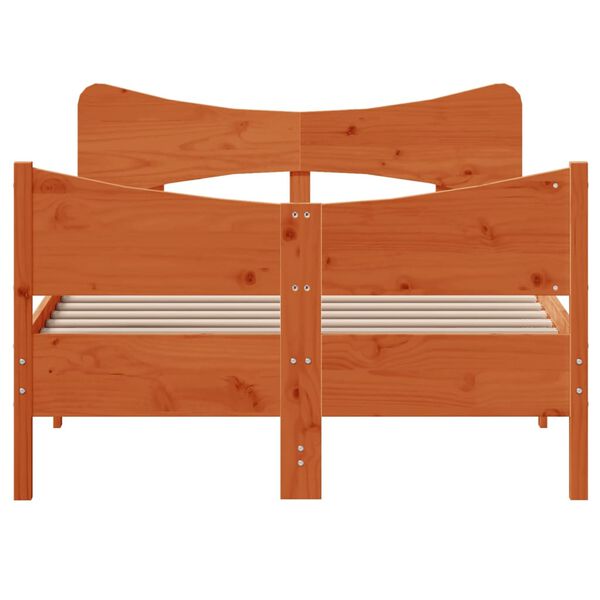 vidaXL Posteljni okvir brez vzmetnice vo&scaron;čeno rjav 120x200 cm borovina