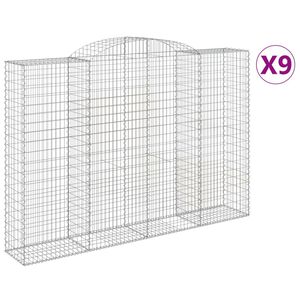 vidaXL Obokane gabion ko&scaron;are 9 kosa 300x50x200/220cm pocinkano železo