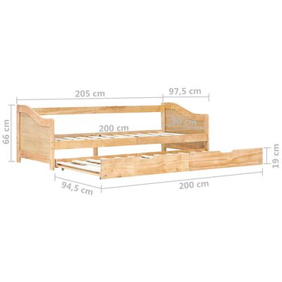 vidaXL Izvlečni posteljni okvir iz borovine 90x200 cm