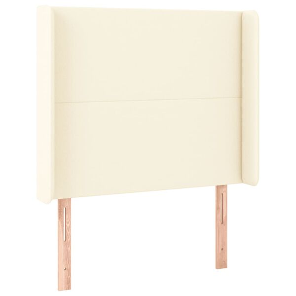 vidaXL LED posteljno vzglavje krem 103x16x118/128 cm umetno usnje