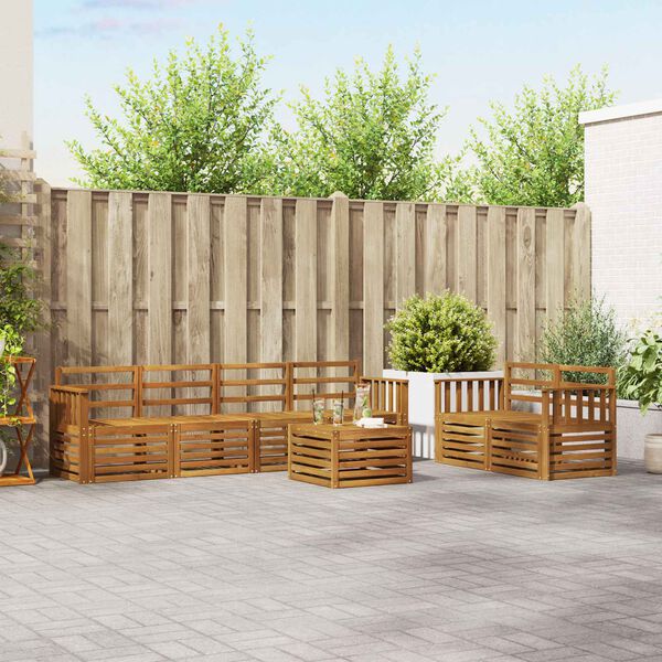 vidaXL Sedežne garniture 7 pcs Naravna Masiven les akacije