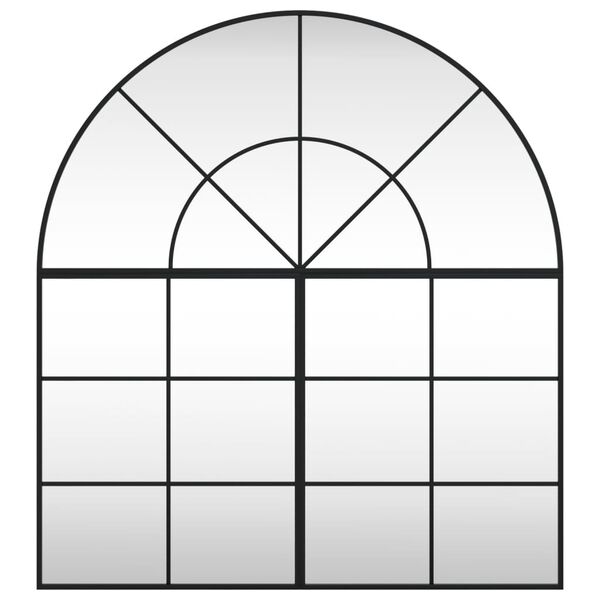 vidaXL Stensko ogledalo črno 100x110 cm obokano železo