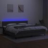 vidaXL Box spring postelja z vzmetnico LED temno siva 200x200 cm blago