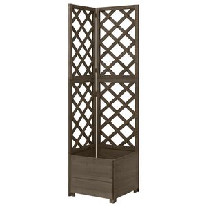 vidaXL Kotno cvetlično korito z oporno mrežo sivo 40x40x150 cm jelka