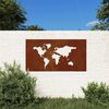 vidaXL Vrtna stenska dekoracija 105x55 cm corten jeklo zemljevid sveta