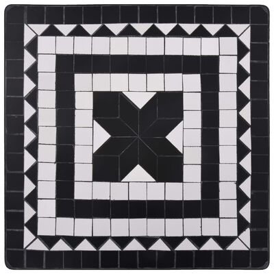 vidaXL Bistro mizica z mozaikom črna in bela 60 cm keramika