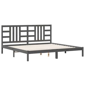 vidaXL Posteljni okvir siv iz trdnega lesa 200x200 cm